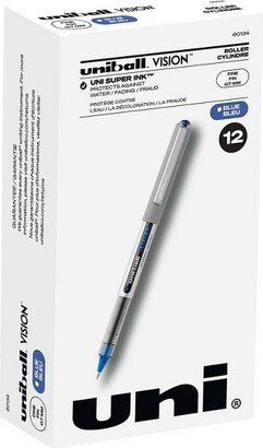 uniball Uni Vision Rollerball Pen Fine Point Blue Ink Dozen (60134)