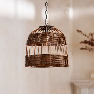 Wicker Dome Solar Pendant