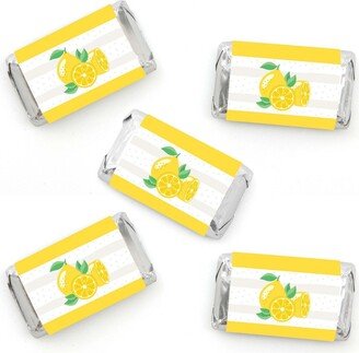 Big Dot Of Happiness So Fresh - Lemon - Mini Candy Bar Wrapper Stickers - Lemonade Party Favors 40 Ct