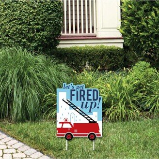 Big Dot Of Happiness Fired Up Fire Truck - Outdoor Lawn Sign - Firefighter Party Yard Sign - 1 Pc