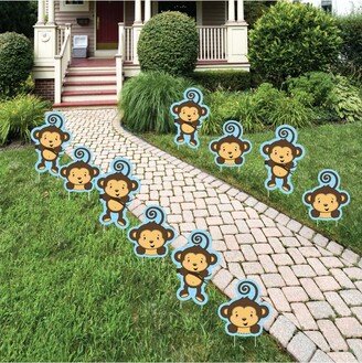 Big Dot Of Happiness Blue Monkey Boy - Lawn Decor - Outdoor Party Yard Decor - 10 Pc