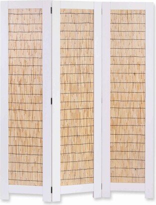 Transitional 3 Panel Wooden Screen with Wicker Paneling - 67 H x 2 W x 47 L Inches