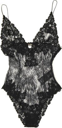 Plunging V-Neck Lace Bodysuit