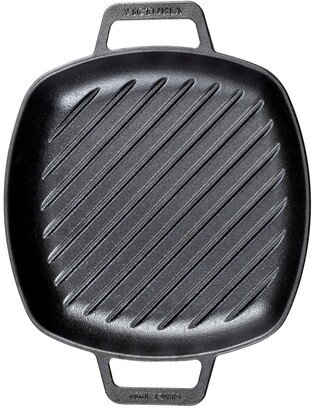 10in Square Grill Pan with Double Loop Handles, Seasoned