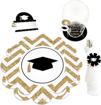 Big Dot Of Happiness Tassel Worth The Hassle Gold Graduation Table Decorations - Chargerific Kit 8 Ct
