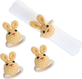 Yellow Knitted Bunny Napkin Ring, Set of 4