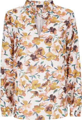 James Lakeland Printed Mandarin Collar Blouse