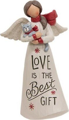 Love Is the Best Gift Resin Angel w/Cat - H - 5.00 in. W - 1.75 in. L - 3.00 in.