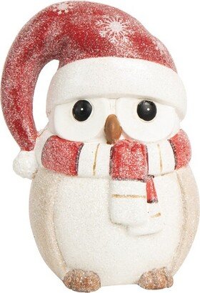 Ceramic 6.75 in. Multicolored Christmas Snowy Owl Figurine