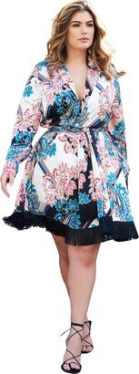 Rebdolls Plus Size Fringe Mini Wrap Dress