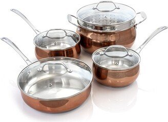 Carabello 9 Piece Stainless Steel Cookware Combo Set in Copper