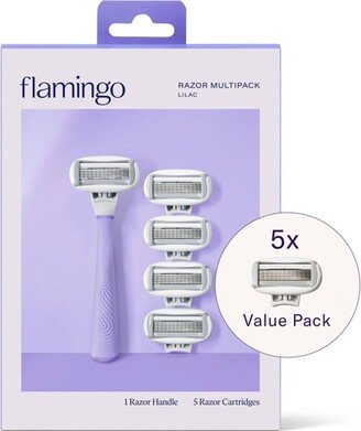 Flamingo Value Pack Non-Disposable Razor with Handle - Lilac - 5ct