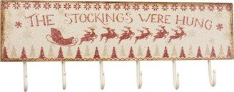 Rustic Christmas Stockings were Hung 6-Hook Board