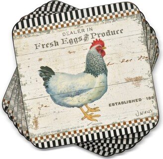 On The Farm Coasters, Set of 6, Cork Backed Board, Heat and Stain Resistant, Drinks Coaster for Tabletop Protection