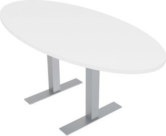 Skutchi Designs, Inc. 4 Person Oval Conference Table Metal T-Bases Data And Electric Module