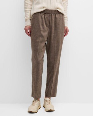 Cropped Bead-Trim Tapered Pants