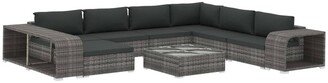 10 Piece Patio Lounge Set with Cushions Poly Rattan Gray