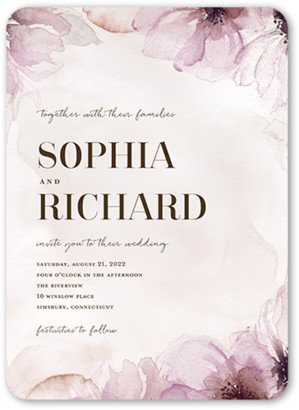 Wedding Invitations: Fine Petals Wedding Invitation, Pink, 5X7, Matte, Signature Smooth Cardstock, Rounded