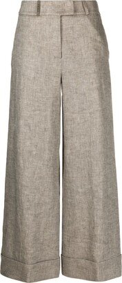 High-Waisted Linen Trousers-AB