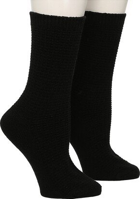 Waffle Knit Boot Crew Socks 2 Pack