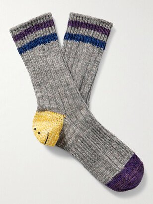 Intarsia Cotton and Hemp-Blend Socks