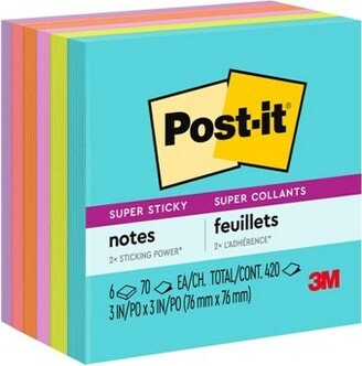 Post-it 6pk 3x3 Super Sticky Notes 70 Sheets/Pad - Miami Collection