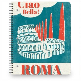 Notebooks: Ciao Bella Roma - Vintage Travel Poster Tea Towel - Turquoise Red Notebook, 8.5X11, Multicolor