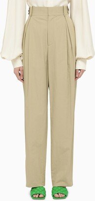 Travertine-coloured cotton palazzo trousers