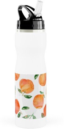 Photo Water Bottles: Watercolor Oranges - Orange Stainless Steel Water Bottle With Straw, 25Oz, With Straw, Orange