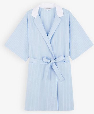 Nuage Stripe-pattern Cotton Kimono Robe