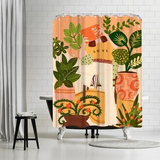 Self Love 101 by Lunette Parul - botanical Modern Shower Curtain