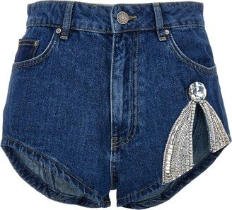 Embellished High Waisted Denim Shorts