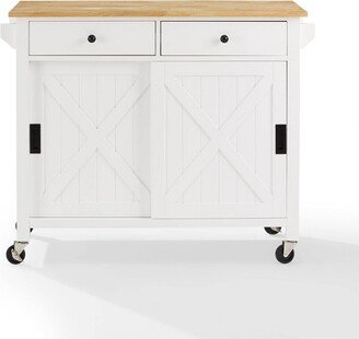 Laurel Kitchen Island/Cart White/Natural