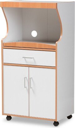 Edonia Modern and Contemporary Beech and Finish Kitchen Cabinet White/Brown