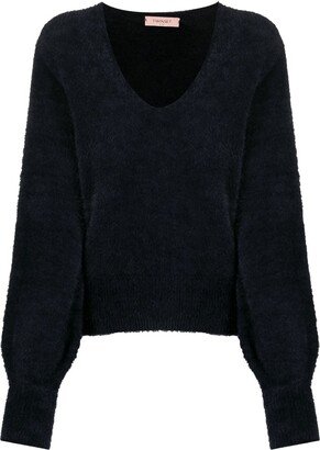 seamless brushed V-neck jumper