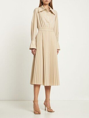 SIMKHAI Elka pleated cotton poplin midi dress