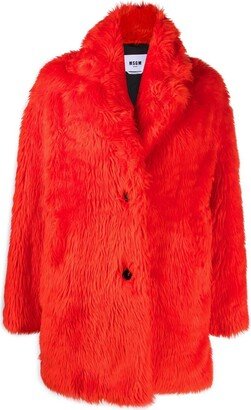 Faux-Fur Buttoned-Up Coat