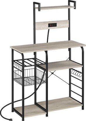 4-Tier 55 Kitchen Baker's Rack with Power Outlet, Gray