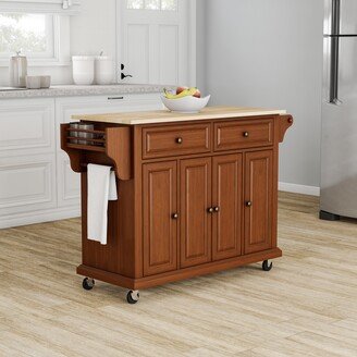 Crosley Furniture Full Size Natural Wood Top Kitchen Cart/ Island in Classic Cherry Finish - N/A