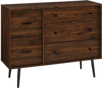 Ivora Lifted Mid-Century Modern Asymmetrical 5 Drawer Dresser - Saracina Home