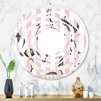 Designart 'Flamingo on Pink' Printed Modern Round or Oval Wall Mirror - Whirl