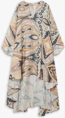 Adora asymmetric printed crepe kaftan