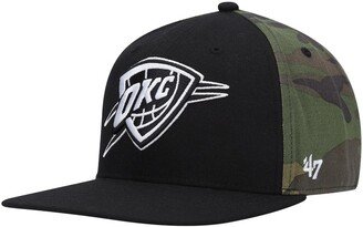 Men's Black, Camo Oklahoma City Thunder Bramble Captain Snapback Hat - Black, Camo