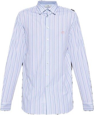 Logo Embroidered Striped Buttoned Shirt