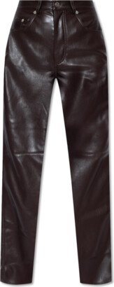 ‘Vinni’ Trousers From Vegan Leather - Brown