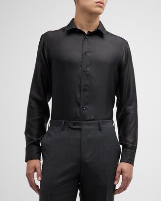 Men's Slim-Fit Silk Dress Shirt-AA