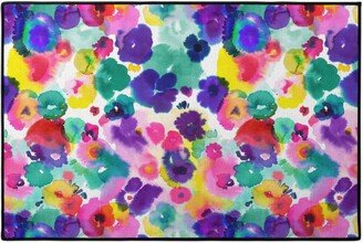 Door Mats: Abstract Floral Watercolor - Multi Door Mat, Multicolor