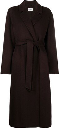 Tied-Waist Wool Long Coat