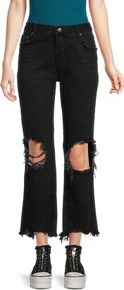 Maggie Mid Rise Distressed Wide Leg Jeans