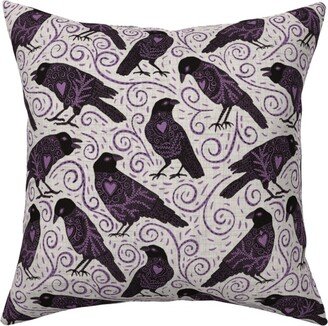 Pillows: Raven - Ivory Pillow, Woven, White, 16X16, Double Sided, Purple